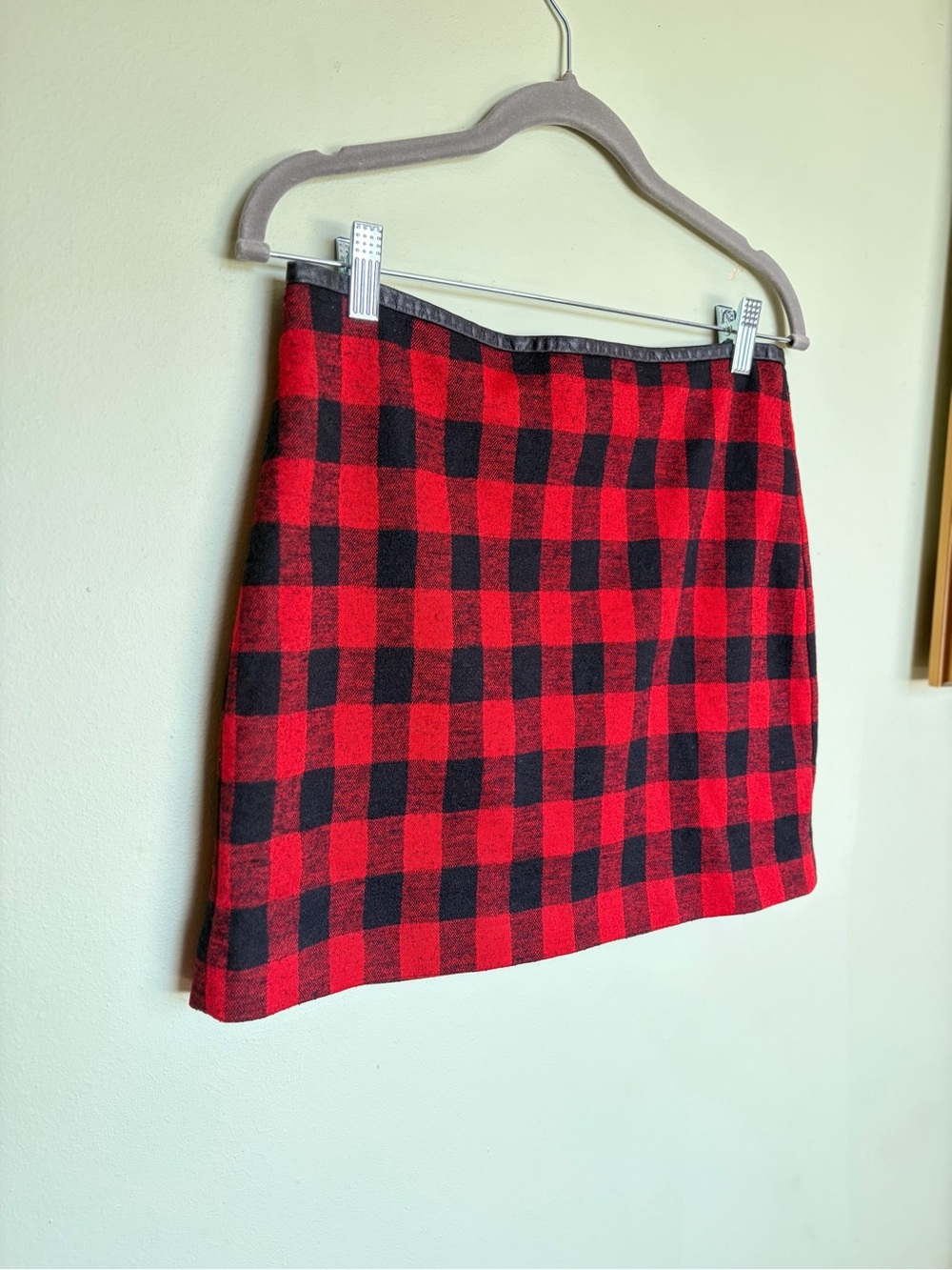 Madewell Red Black Buffalo Plaid Wool Blend Mini Skirt Size 4 College Preppy
